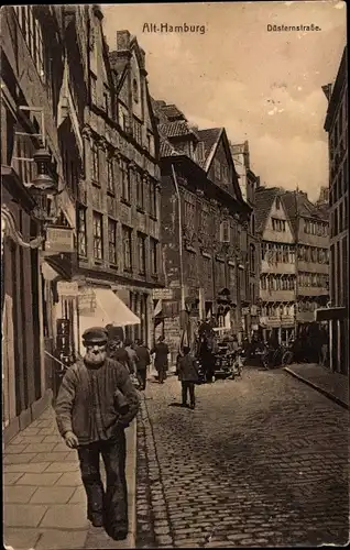 Ak Hamburg Mitte Altstadt, Düsternstraße, Gießerei von Friedländer, Geschäfte, Passanten