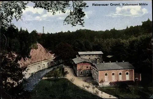 Ak Rabenau im Erzgebirge, Flusspartie mit Rabenauer Mühle