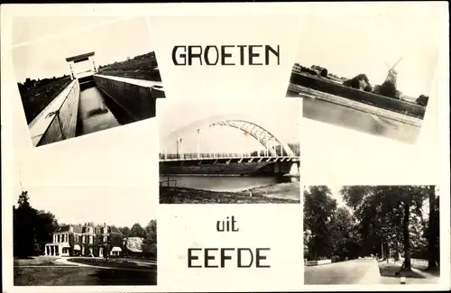 Ak Eefde Zutphen Lochem Gelderland, Windmühle, Brücke, Straße, Gebäude