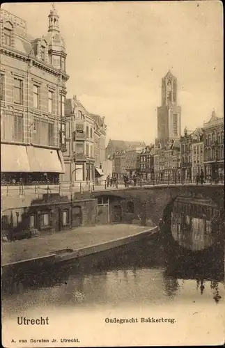 Ak Utrecht Niederlande, Oudegracht Bakkerbrug