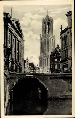 Ak Utrecht Niederlande, Oudegracht Bakkerbrug