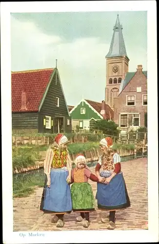 Künstler Ak Marken Nordholland, Op Marken, Kinder, Trachten