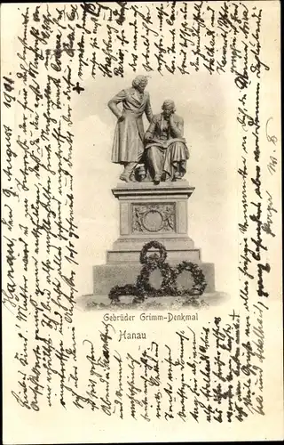 Ak Hanau am Main, Gebrüder Grimm-Denkmal