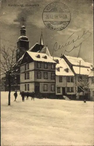 Ak Kirchberg im Hunsrück, Winteransicht, Kirche
