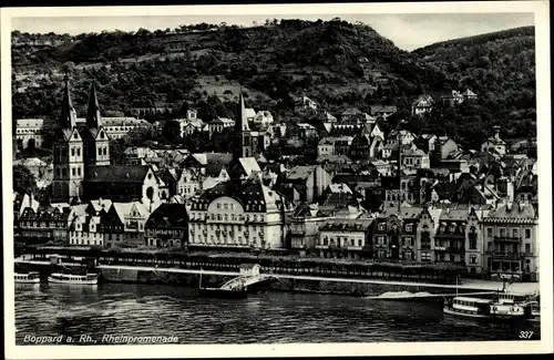 Ak Boppard am Rhein, Rheinpromenade, Kirche