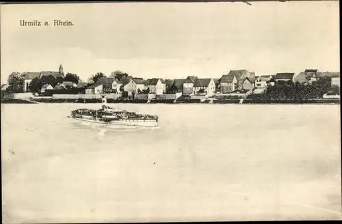 Ak Urmitz am Rhein, Flussblick, Schiff