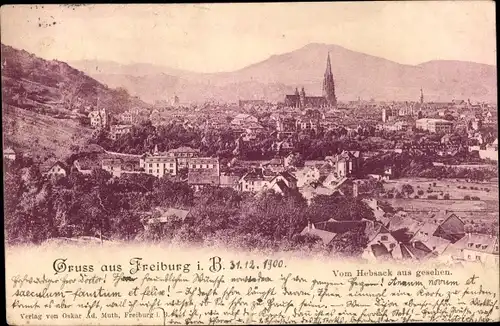 Ak Freiburg im Breisgau, Panorama vom Hebsack aus