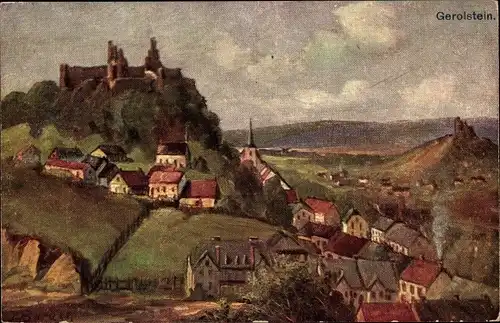 Künstler Ak Gerolstein in der Eifel, Löwenburg und Auberg