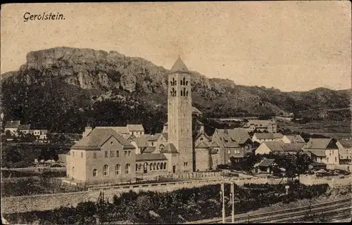 Ak Gerolstein in der Eifel, Teilansicht vom Ort, Kirche, Bahnschienen