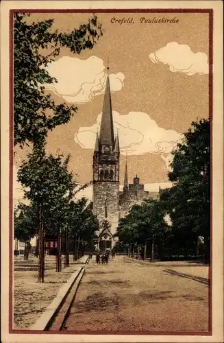 Ak Krefeld am Niederrhein, Pauluskirche, Außenansicht