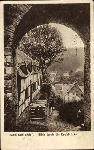 Ak Monschau Montjoie in der Eifel, Blick durch die Eselsbrücke