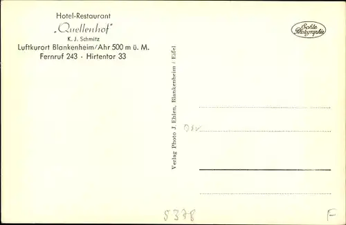 Ak Blankenheim an der Ahr Eifel, Hotel-Restaurant Quellenhof, Hirtentor 33