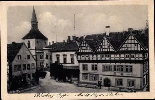 Ak Blomberg in Lippe, Marktplatz mit Rathaus