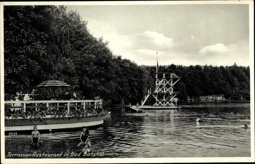 Ak Liberec Reichenberg in Böhmen, Terrassen Restaurant in Bad Babylon
