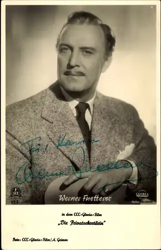 Ak Schauspieler Werner Fuetterer, Portrait, Autogramm, Film Privatsekretärin, FBZ Verlag