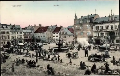 Ak Rudolstadt in Thüringen, Markt, Gasthof, Brunnen