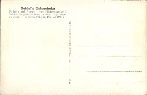 Ak Sassnitz auf der Insel Rügen, Seidel's Ostseeheim, Halfernstraße 6