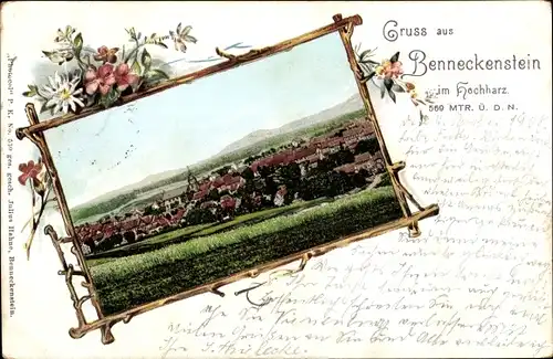 Passepartout Ak Benneckenstein Oberharz am Brocken, Gesamtansicht