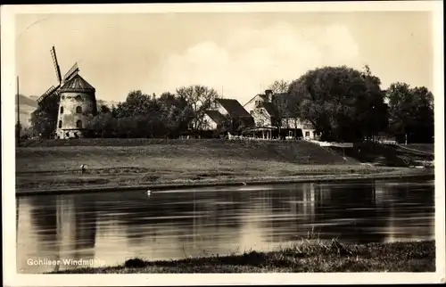 Ak Dresden Gohlis, Elbufer, Gohliser Windmühle