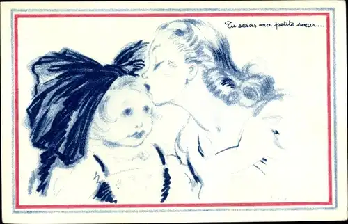 Künstler Ak Tu seras ma petite soeur, Mädchen in Elsässer Tracht, Comite National de l'Enfance