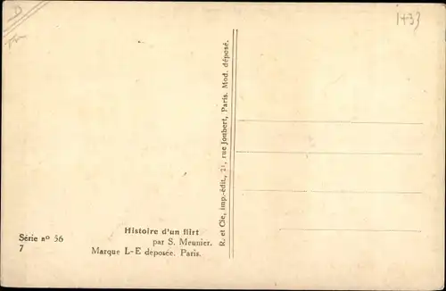 Künstler Ak Meunier, S., Histoire d'un flirt, Liebespaar hinter einem Regenschirm