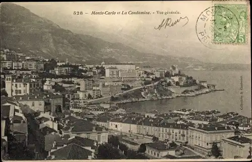 Ak Monaco, Monte Carlo et La Condamine, Vue generale