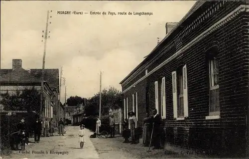 Ak Morgny Eure, Entrée du Pays, route de Longchamps