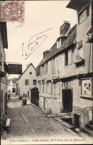 Ak Orbec Calvados, Vieilles Maisons, Straßenpartie