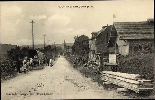 Ak Saint Omer en Chaussée Oise, Straßenpartie, Häuser