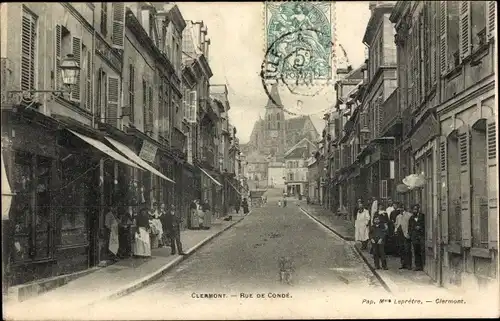 Ak Clermont Oise, Rue de Condé, Geschäfte, Passanten