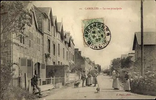 Ak Carolles Manche, Rue principale