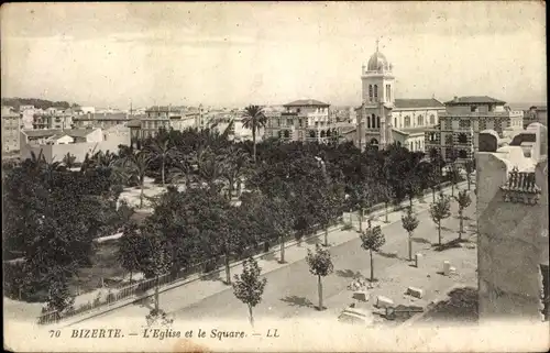 Ak Bizerte Tunesien, L'Eglise et le Square