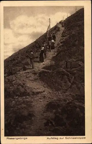 Ak Malá Úpa Kleinaupa Riesengebirge Region Königgrätz, Aufstieg zur Schneekoppe
