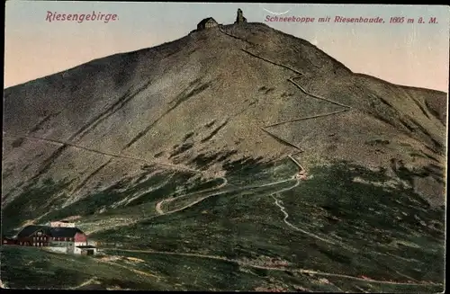 Ak Pec pod Sněžkou Petzer Riesengebirge Region Königsgrätz, Riesenbaude, Bouda v Obřím Dole