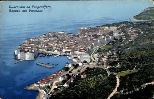 Ak Ragusa Dubrovnik Kroatien, Panorama der Vorstadt