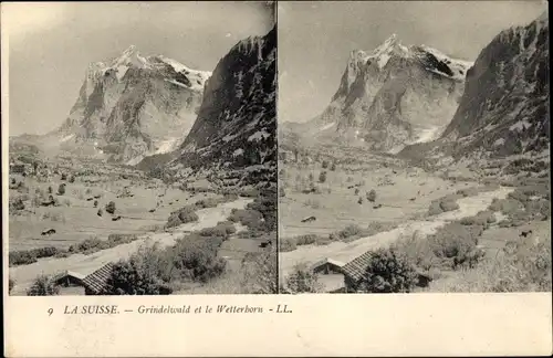 Stereo Ak Grindelwald Kanton Bern, Grindelwald et Wetterhorn