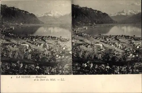 Stereo Ak Montreux Kanton Waadt, Montreux et la Dent du Midi