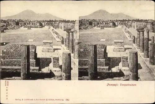 Stereo Ak Pompeji Pompei Campania, Tempelruinen