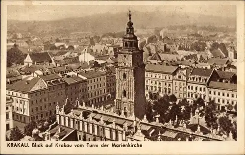 Ak Kraków Krakau Polen, Widok z wiezy Mariackiej, Gesamtansicht