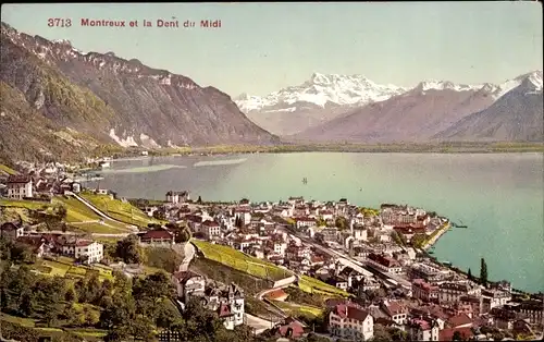Ak Montreux Kanton Waadt Schweiz, Panorama et la Dents du Midi