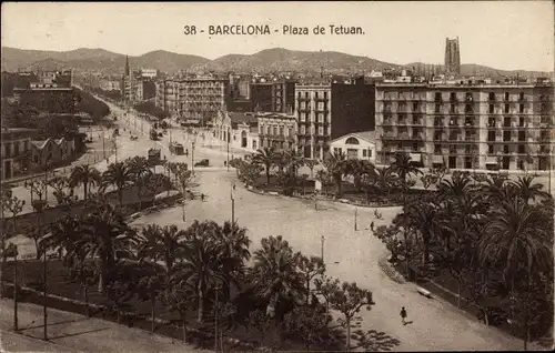 Ak Barcelona Katalonien Spanien, Plaza de Tetuan