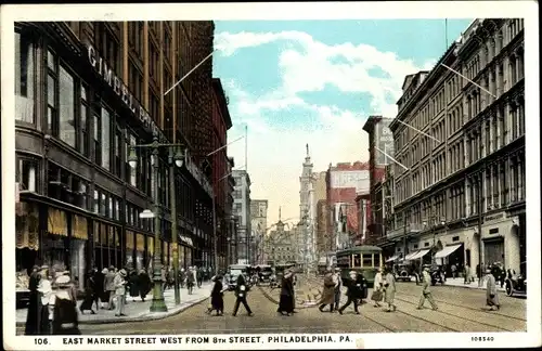 Ak Philadelphia Pennsylvania USA, East Market Street West from 8th Street