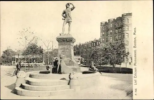 Ak Boston Massachusetts USA, Statue of Leif Erikson