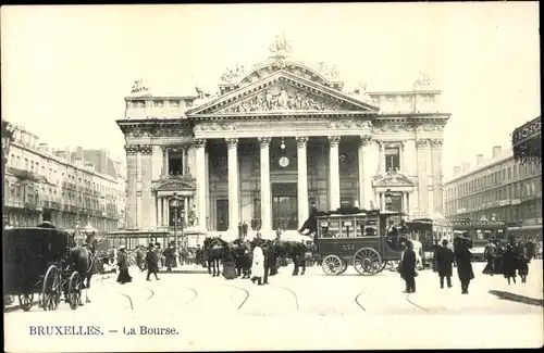 Ak Bruxelles Brüssel, La Bourse, Kutschen. Passanten