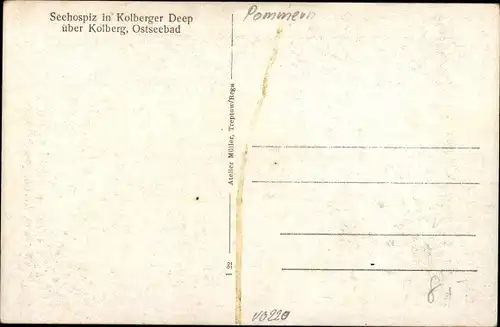 Ak Kołobrzeg Kolberg Pommern, Seehospiz in Kolberger Deep