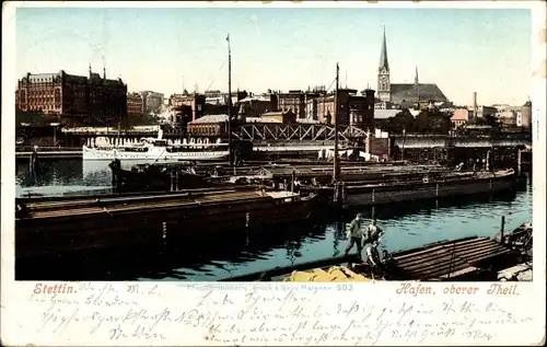 Ak Szczecin Stettin Pommern, Hafen