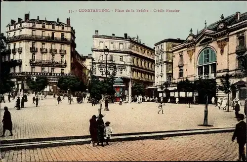 Ak Constantine Algerien, Place de la Breche, Credit Foncier