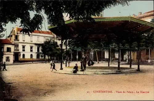 Ak Constantine Algerien, Place du Palais, Le Kiosque