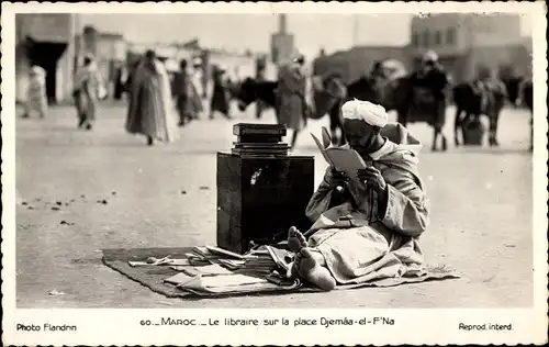 Ak Marrakesch Marokko, Le Libraire sur la place Djemaa el Fna, Maghreb