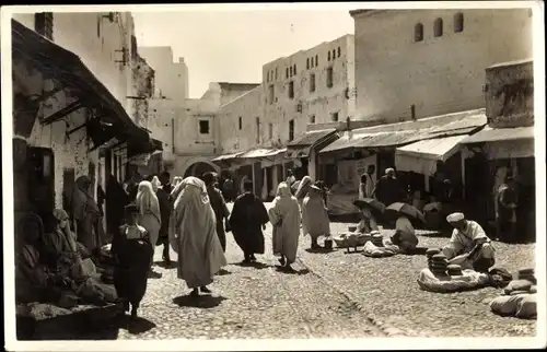 Ak Tetuan Tétouan Marokko, Straßenpartie, Händler